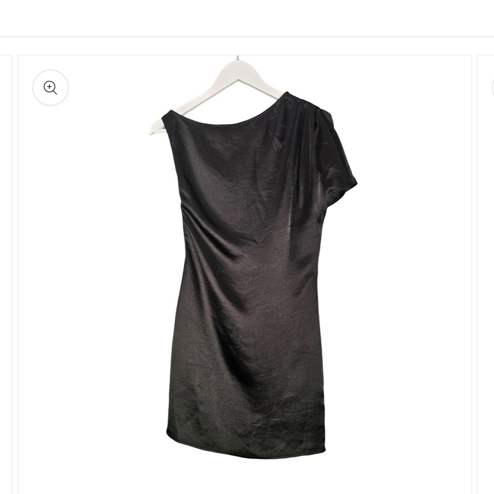 NWT ANNA QUAN ASYMMETRICAL OFF-SHOULDER SATIN MINI BLACK DRESS SIZE 4 - Picture 10 of 14
